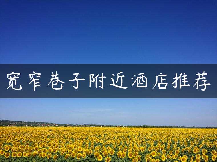 宽窄巷子附近酒店推荐