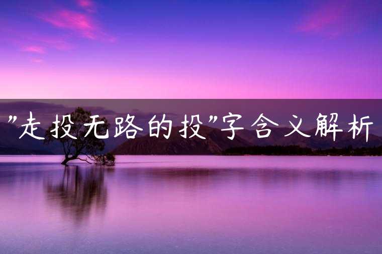 “走投无路的投”字含义解析
