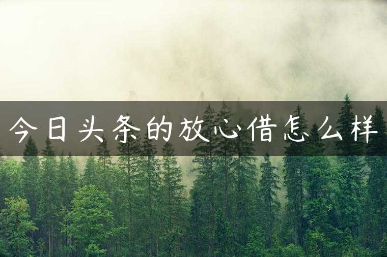 今日头条的放心借怎么样