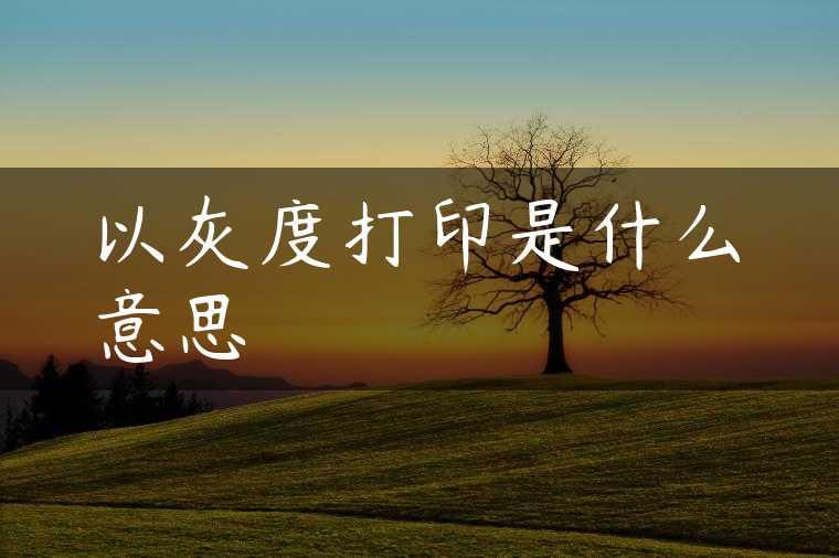以灰度打印是什么意思