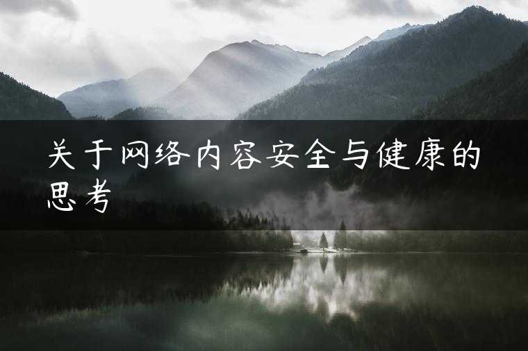 关于网络内容安全与健康的思考