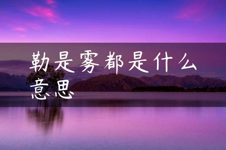 勒是雾都是什么意思