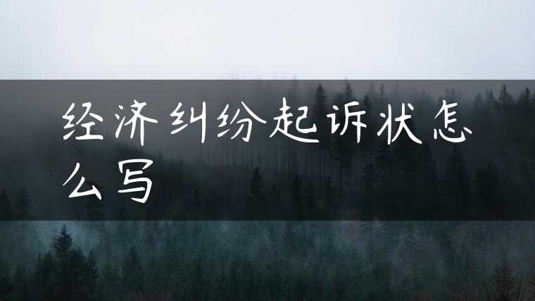 经济纠纷起诉状怎么写