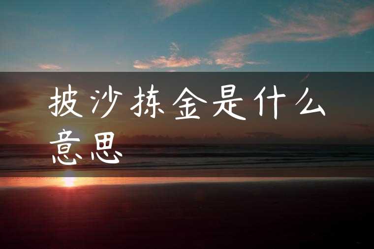 披沙拣金是什么意思