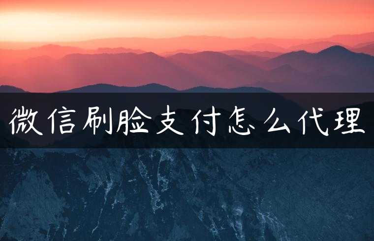 微信刷脸支付怎么代理