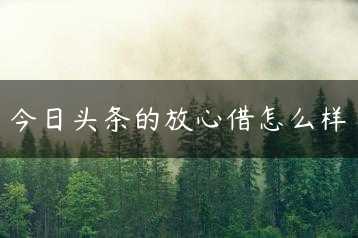 今日头条的放心借怎么样缩略图