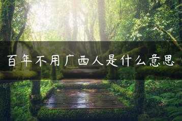 百年不用广西人是什么意思缩略图