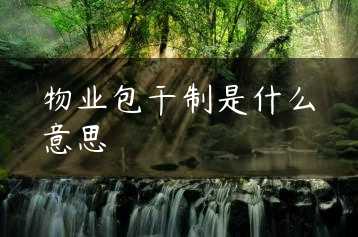 物业包干制是什么意思缩略图 物业包干制是什么意思缩略图