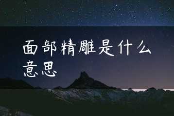 面部精雕是什么意思缩略图