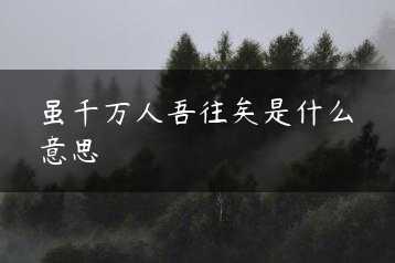 虽千万人吾往矣是什么意思缩略图 虽千万人吾往矣是什么意思缩略图