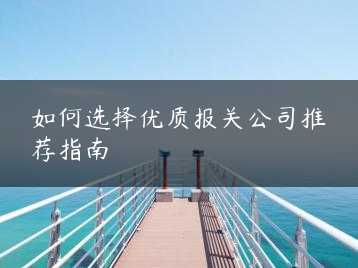 如何选择优质报关公司推荐指南缩略图