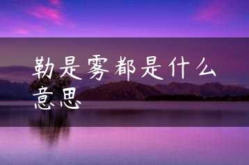 勒是雾都是什么意思缩略图