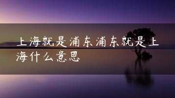 上海就是浦东浦东就是上海什么意思缩略图