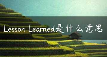 Lesson Learned是什么意思缩略图