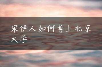 宋伊人如何考上北京大学缩略图