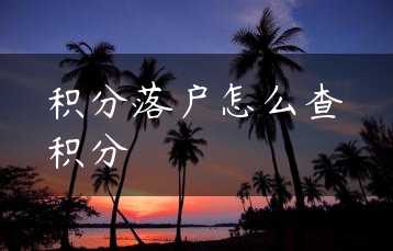 积分落户怎么查积分缩略图