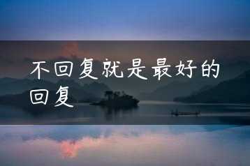 不回复就是最好的回复缩略图
