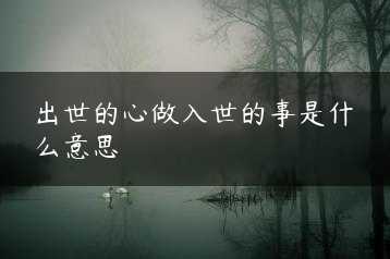 出世的心做入世的事是什么意思缩略图