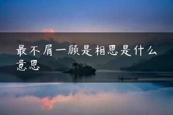 最不屑一顾是相思是什么意思缩略图