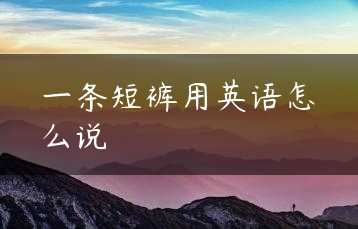 一条短裤用英语怎么说缩略图